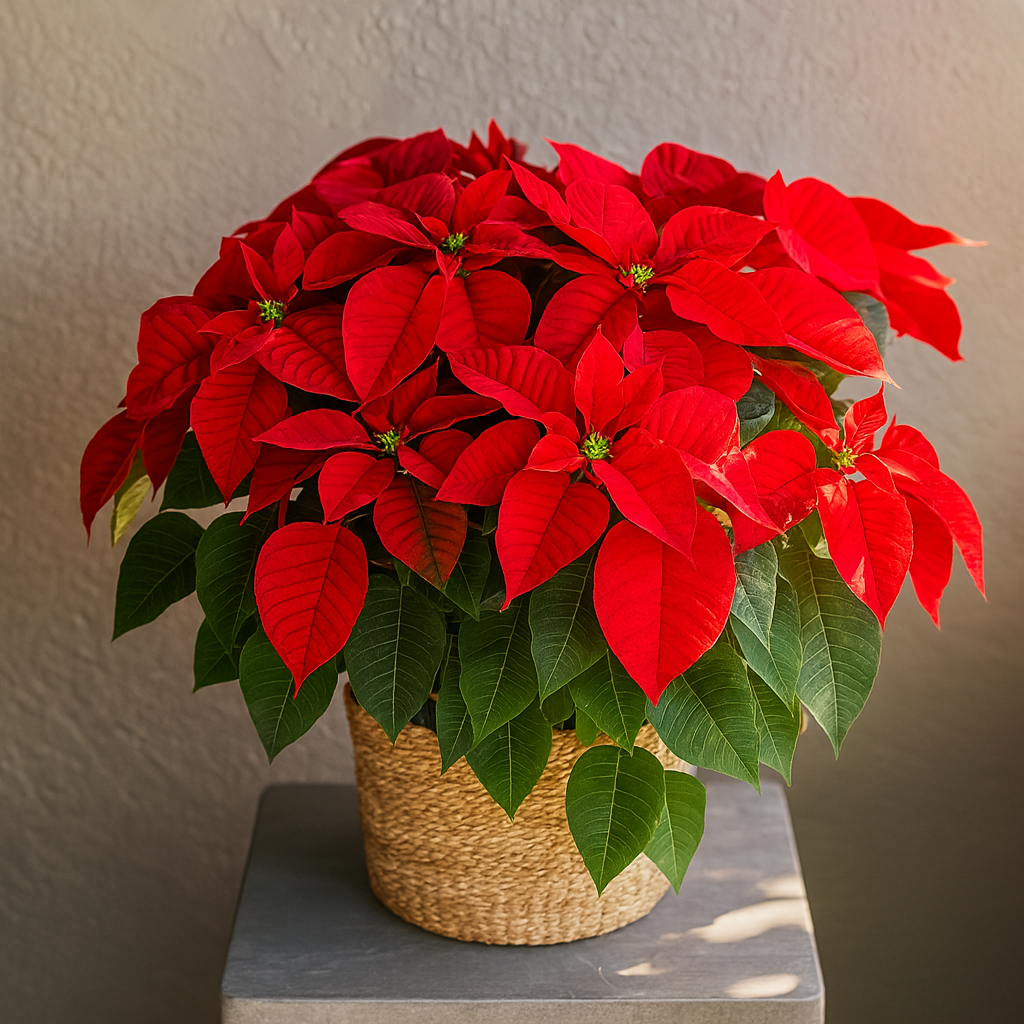 Potted poinsettia plant