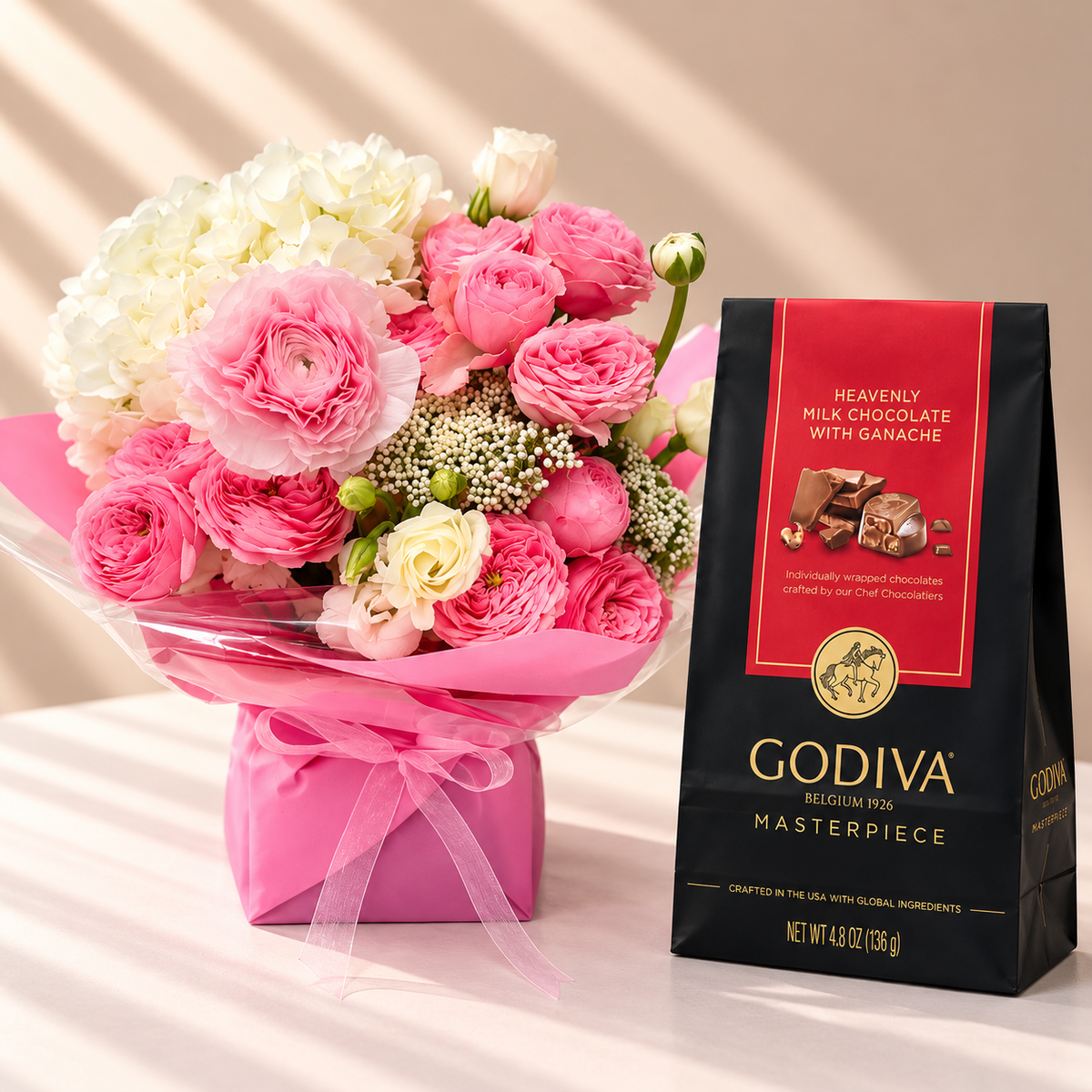 Elegant_Pink_Bouquet_and_Godiva_Chocolates