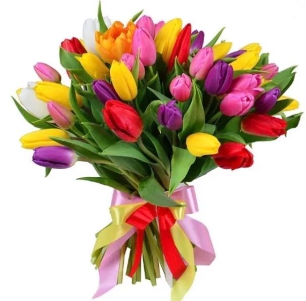Bouquet of colorful tulips