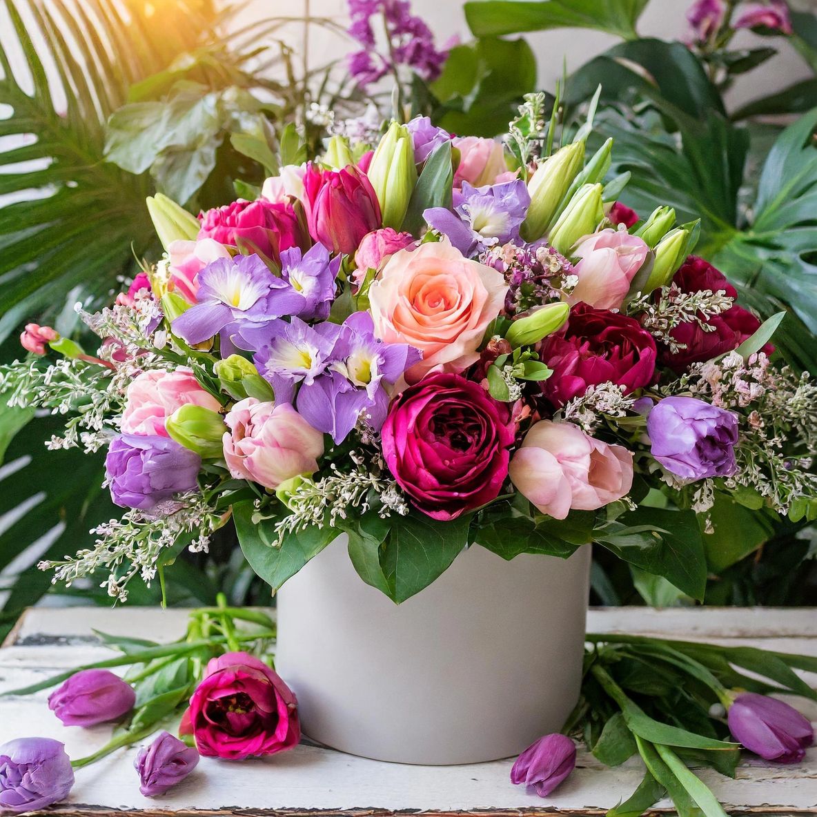 Premium seasonal designer’s choice flower arrangement  – handcrafted and delivered in Palm Harbor, Florida