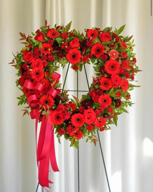Heart-Shaped Funeral Wreath with Roses – Tribute of Love