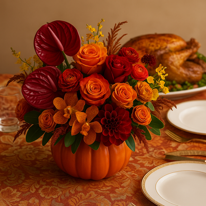 ceramic pumpkin arrangment