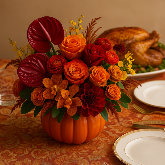 ceramic pumpkin arrangment