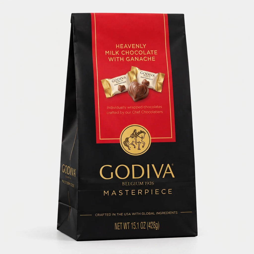 GODIVA Masterpiece Heavenly Milk Chocolate with Ganache (15.1 oz)
Indulge in rich, smooth milk chocolate filled with velvety chocolate ganache. Individually wrapped 
