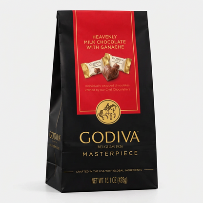 GODIVA Masterpiece Heavenly Milk Chocolate with Ganache (15.1 oz)
Indulge in rich, smooth milk chocolate filled with velvety chocolate ganache. Individually wrapped 