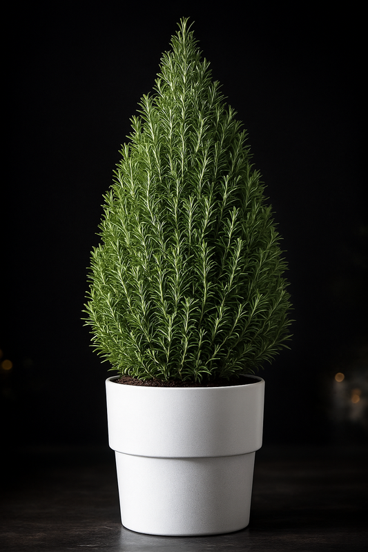 Live Rosemary “Christmas Tree” in Modern White Pot