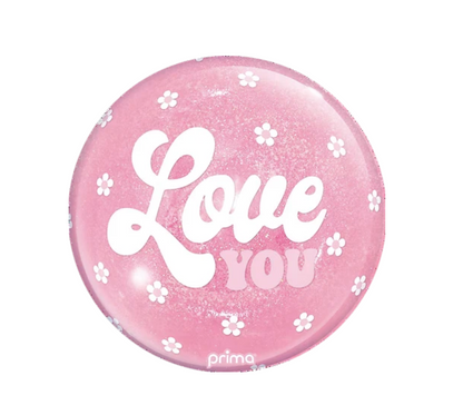 10" Sphere Balloon, Love You Pink  Red Glitter Sphere