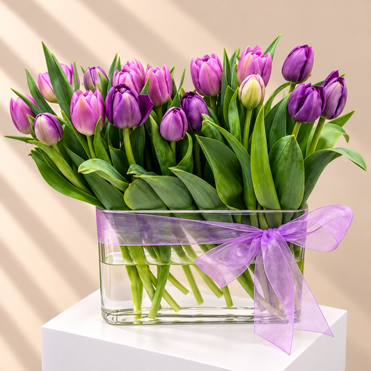 tulips glass vase